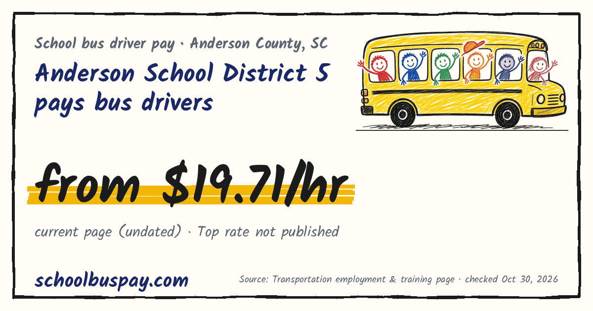 Anderson School District 5 pays bus drivers from $19.71/hr — schoolbuspay.com