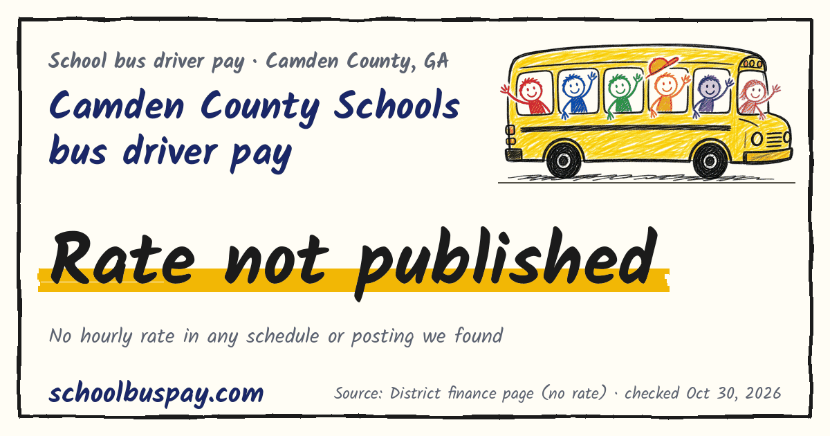 Camden County Schools bus driver pay Rate not published — schoolbuspay.com