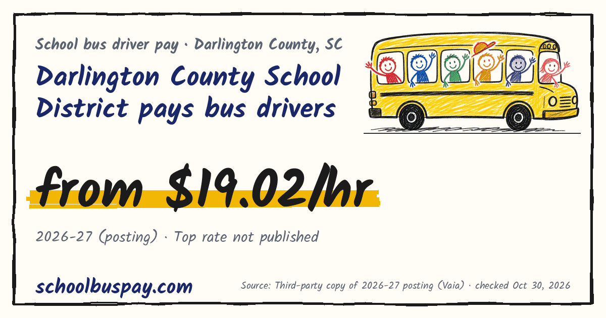 Darlington County School District pays bus drivers from $19.02/hr — schoolbuspay.com