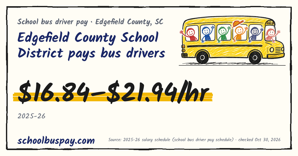 Edgefield County School District pays bus drivers $16.84–$21.94/hr — schoolbuspay.com
