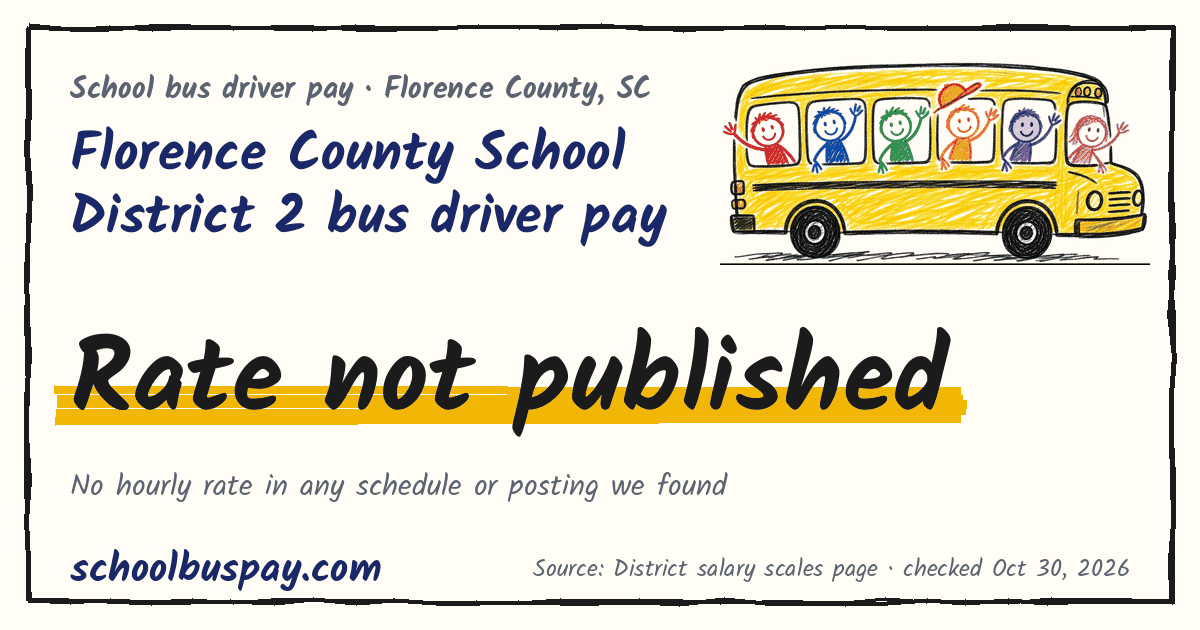 Florence County School District 2 bus driver pay Rate not published — schoolbuspay.com