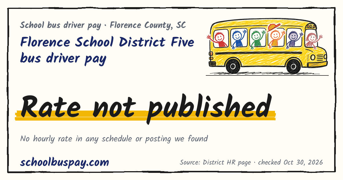 Florence School District Five bus driver pay Rate not published — schoolbuspay.com