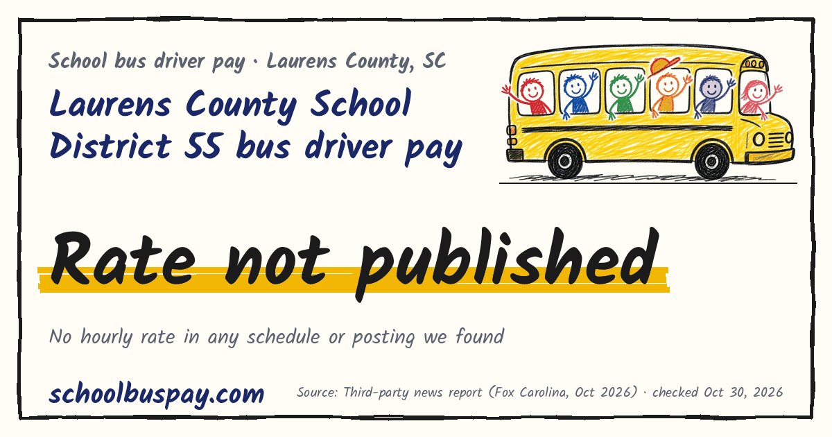 Laurens County School District 55 bus driver pay Rate not published — schoolbuspay.com