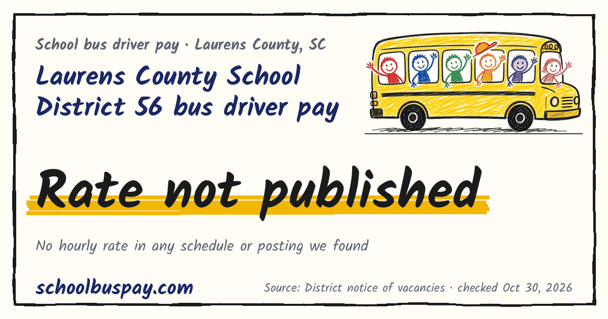 Laurens County School District 56 bus driver pay Rate not published — schoolbuspay.com