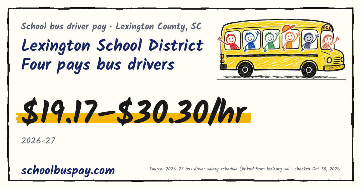 Lexington School District Four pays bus drivers $19.17–$30.30/hr — schoolbuspay.com
