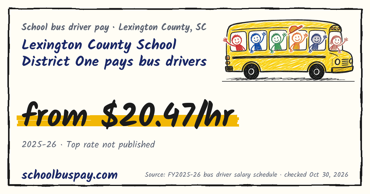Lexington County School District One pays bus drivers from $20.47/hr — schoolbuspay.com