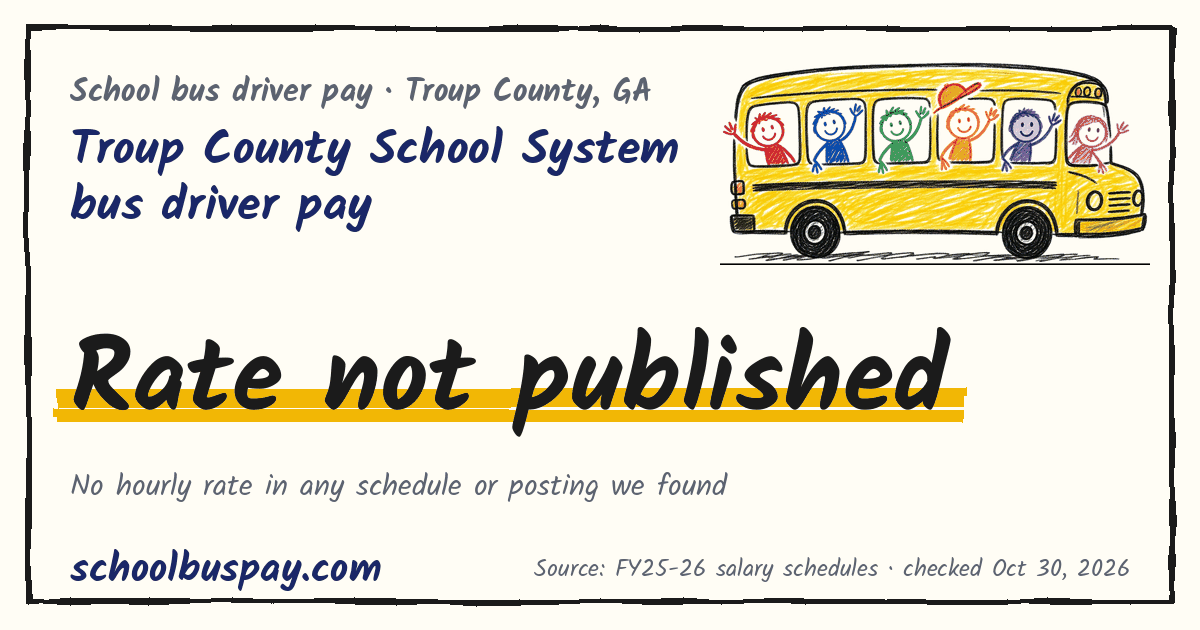 Troup County School System bus driver pay Rate not published — schoolbuspay.com