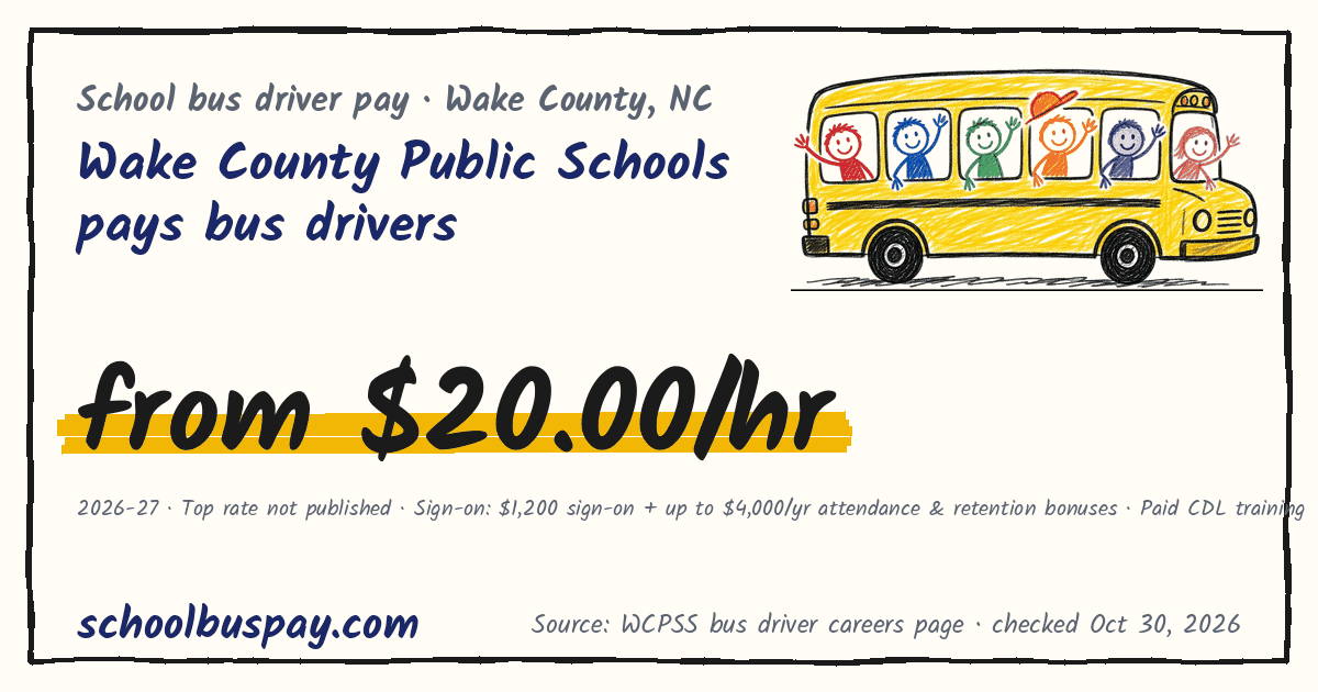 Wake County Public Schools pays bus drivers from $20.00/hr — schoolbuspay.com